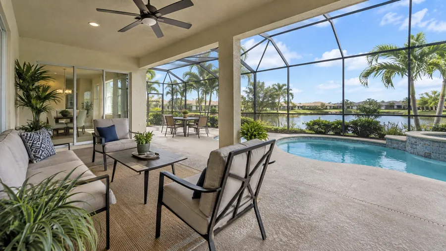 Coated lanai next to a pool