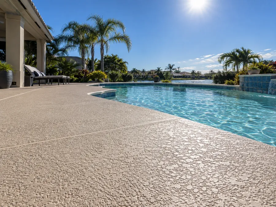 Open pool deck in full sun
