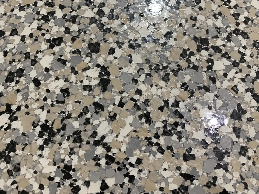 Decorative flake epoxy finish sample
