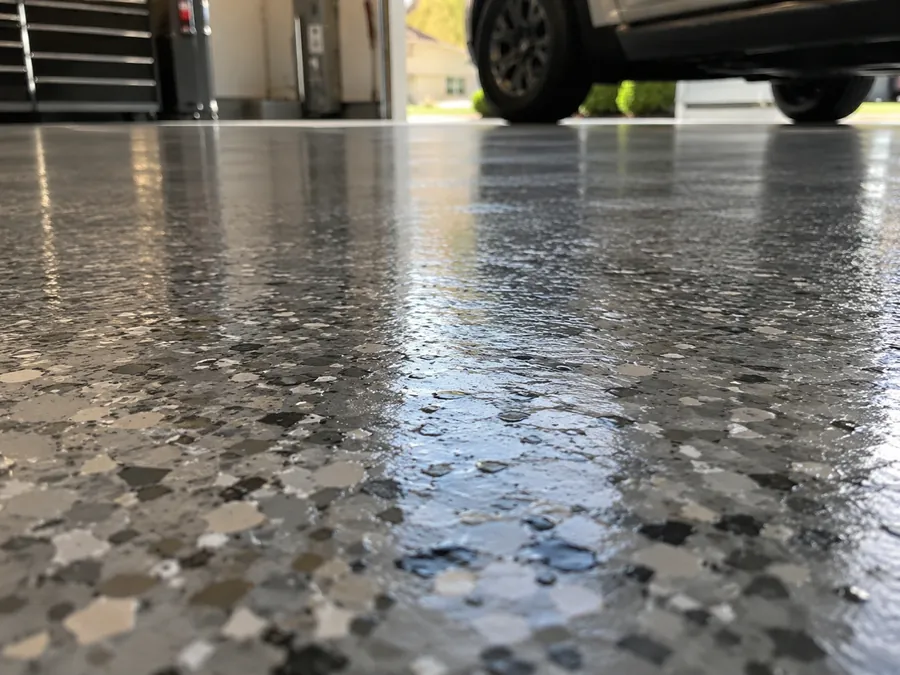 Polyaspartic coated garage floor